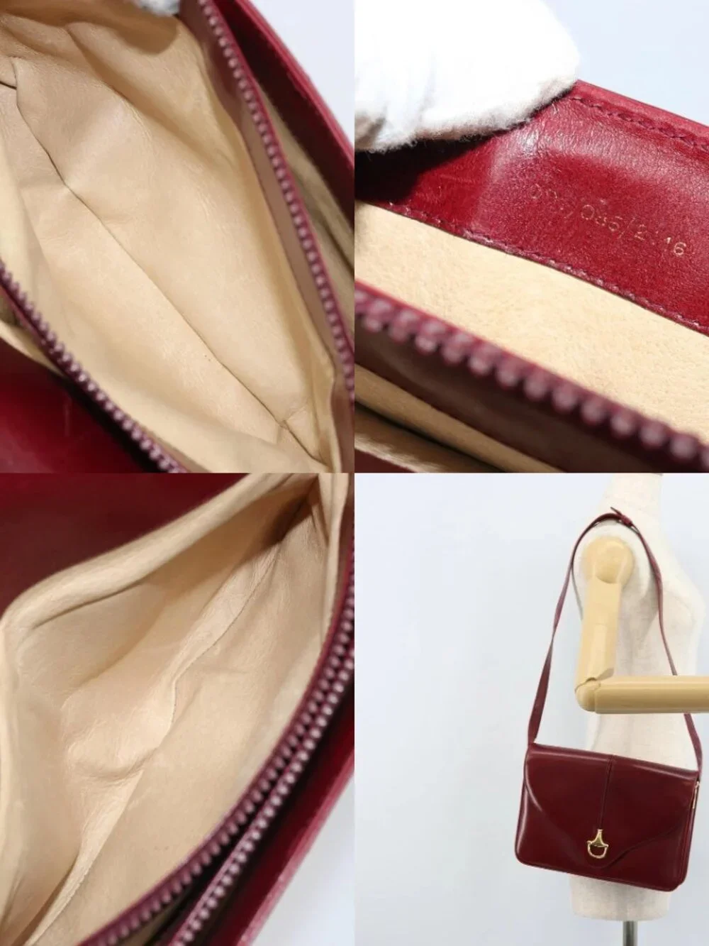 GUCCI Horsebit Shoulder Bag Leather Red Gold Auth ep13642 - Picture 14 of 15